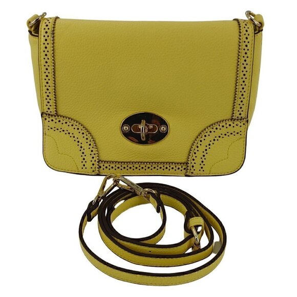 CHARMING CHARLIE Bright Yellow Faux Pebble Leather Messenger Crossbody - Picture 3 of 8